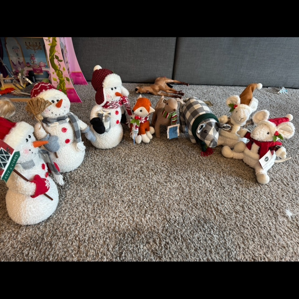 Holiday Snowman and Animal Plush Collection
